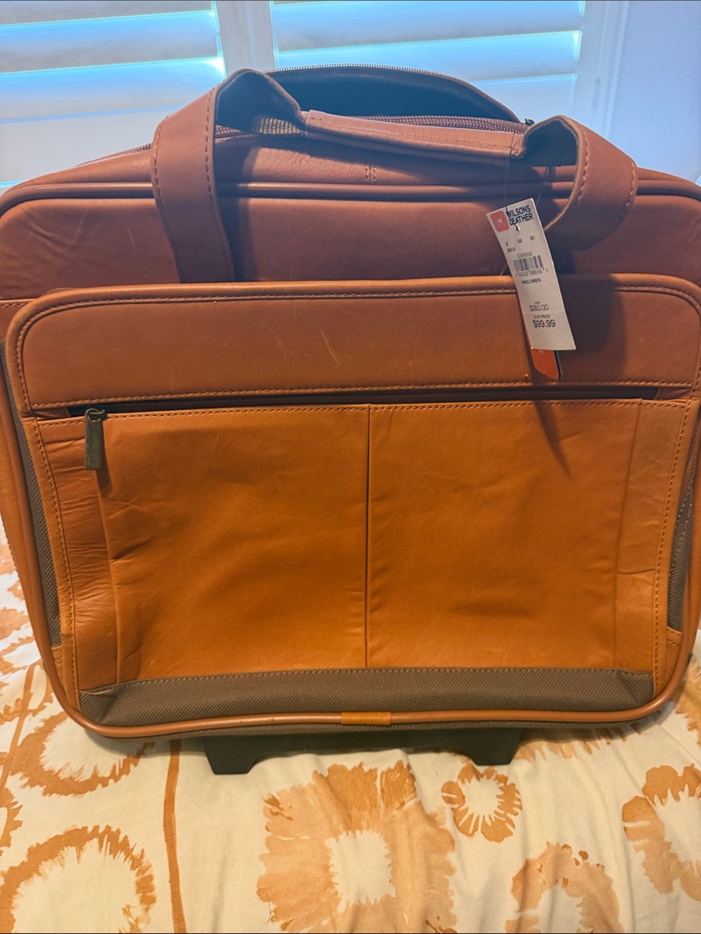 London Fog Tan Leather-Look Rolling Briefcase - Picture 2 of 9